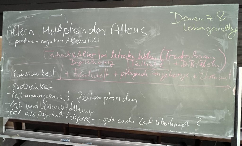 Tafelbild zu Themen des AK Lebensgestaltung im Alter