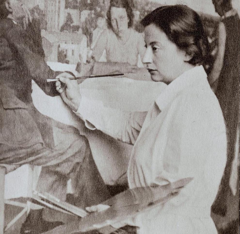 Lotte Laserstein bei der Arbeit an Abend über Potsdam