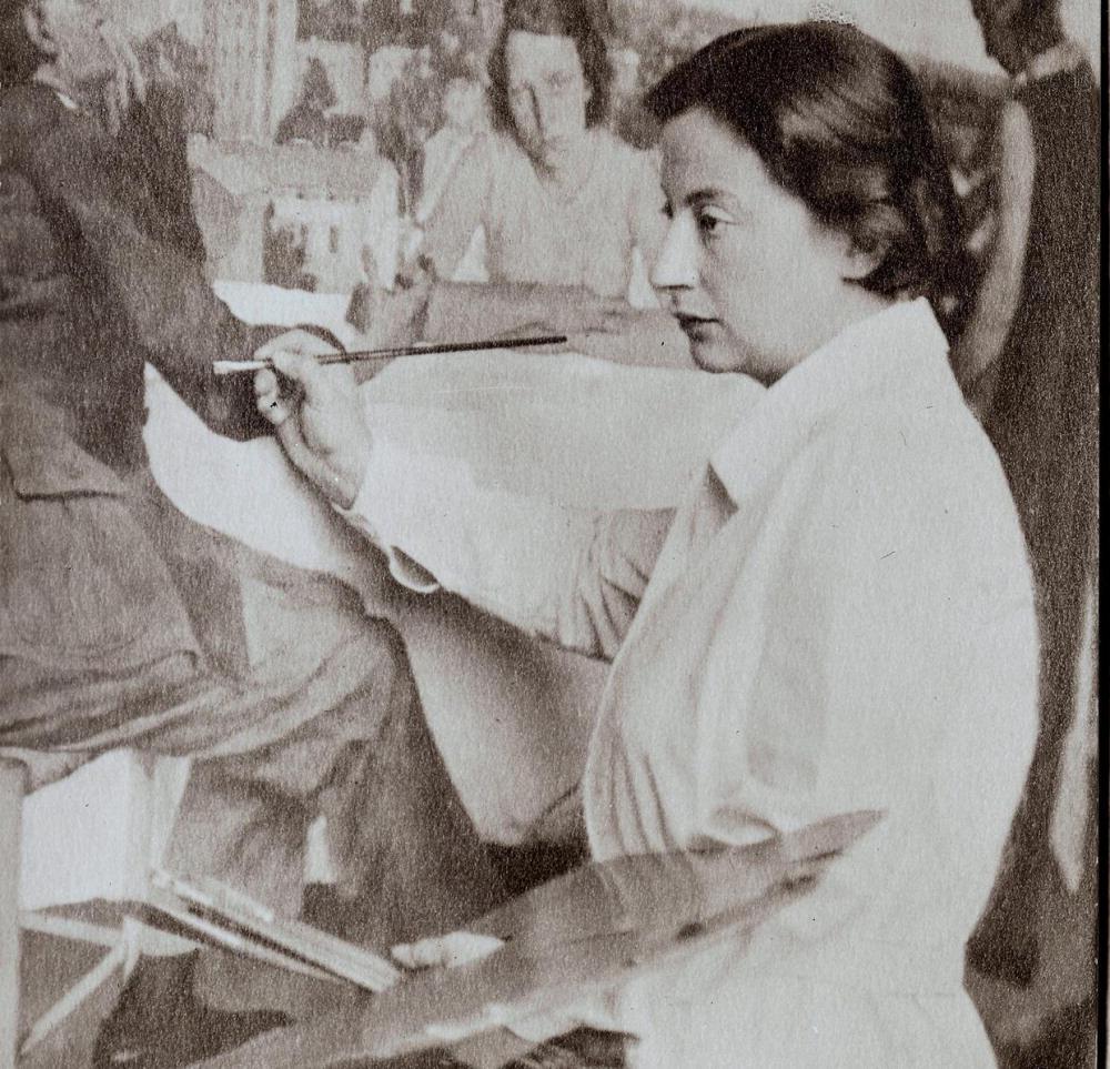 Lotte Laserstein bei der Arbeit an Abend über Potsdam