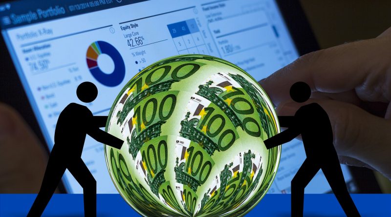 Geldschein Kugel EUR mit Hintergrund, Inhalt eines Portfolios.