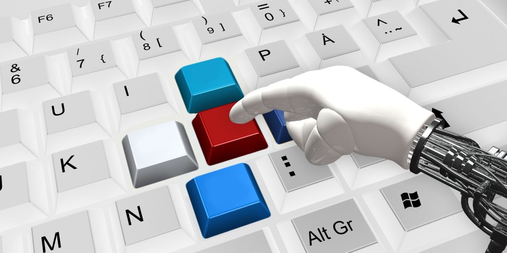 Roboter bedient PC-Tastatur
